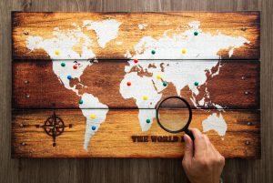 Flat lay travel vacation planning